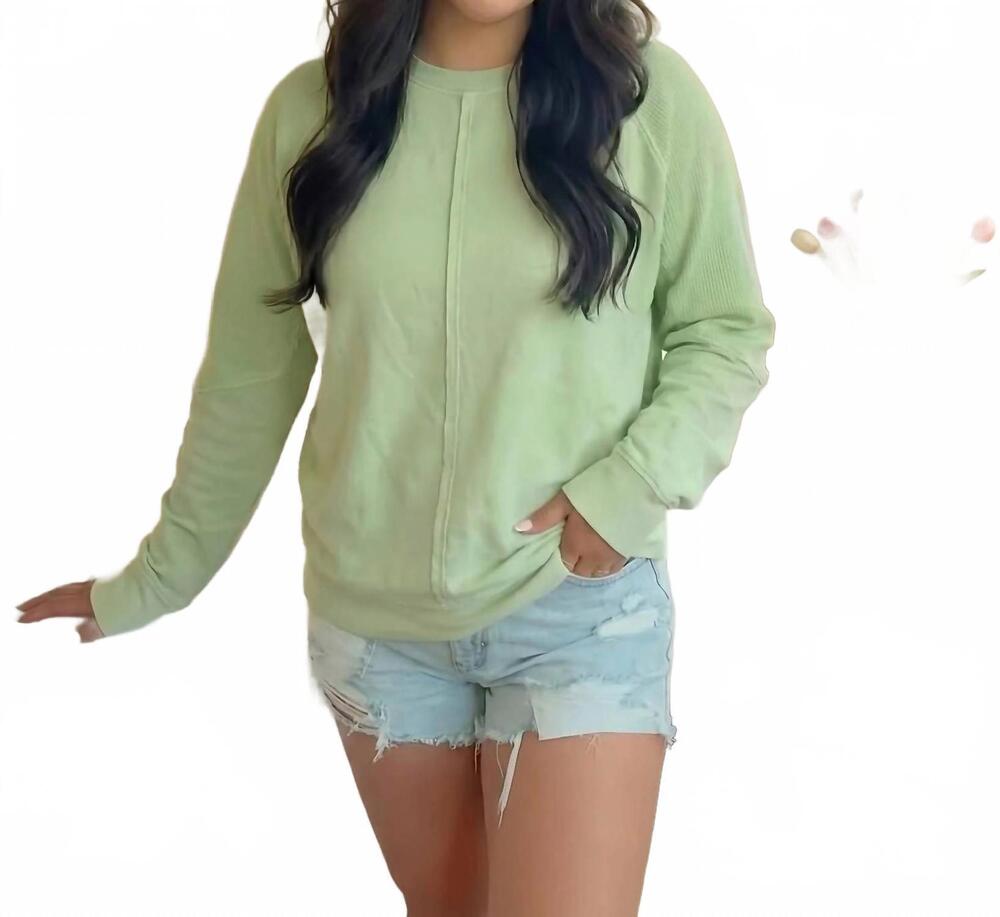 NEW JADYK daisy waffle ash wash top in green
